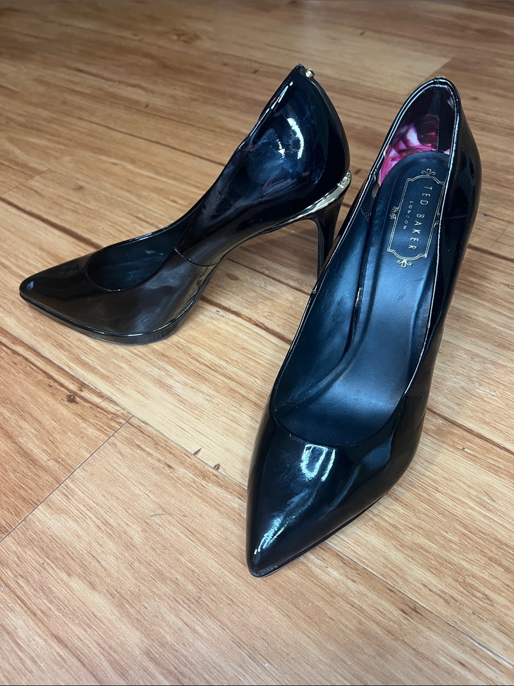 Ted Baker Black Patent Pointed Toe Pumps